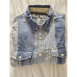 True Grit Mens XL  Original Chambray Patchwork Button Front Shirt